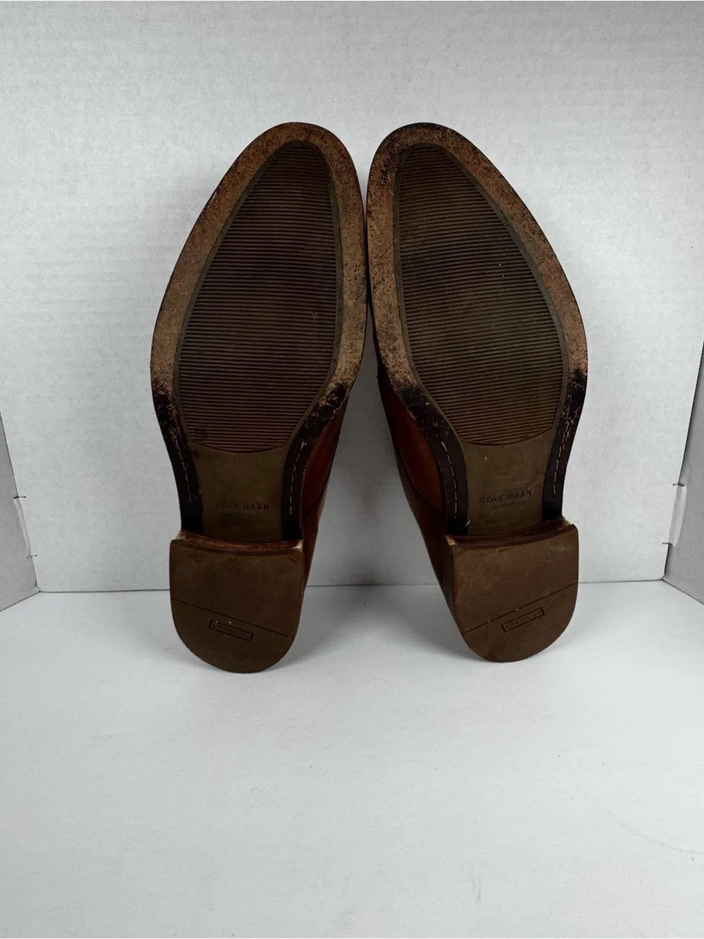 Cole Haan Grand OS Mens 11 Double Monk Strap British Tan Leather Shoes Dress